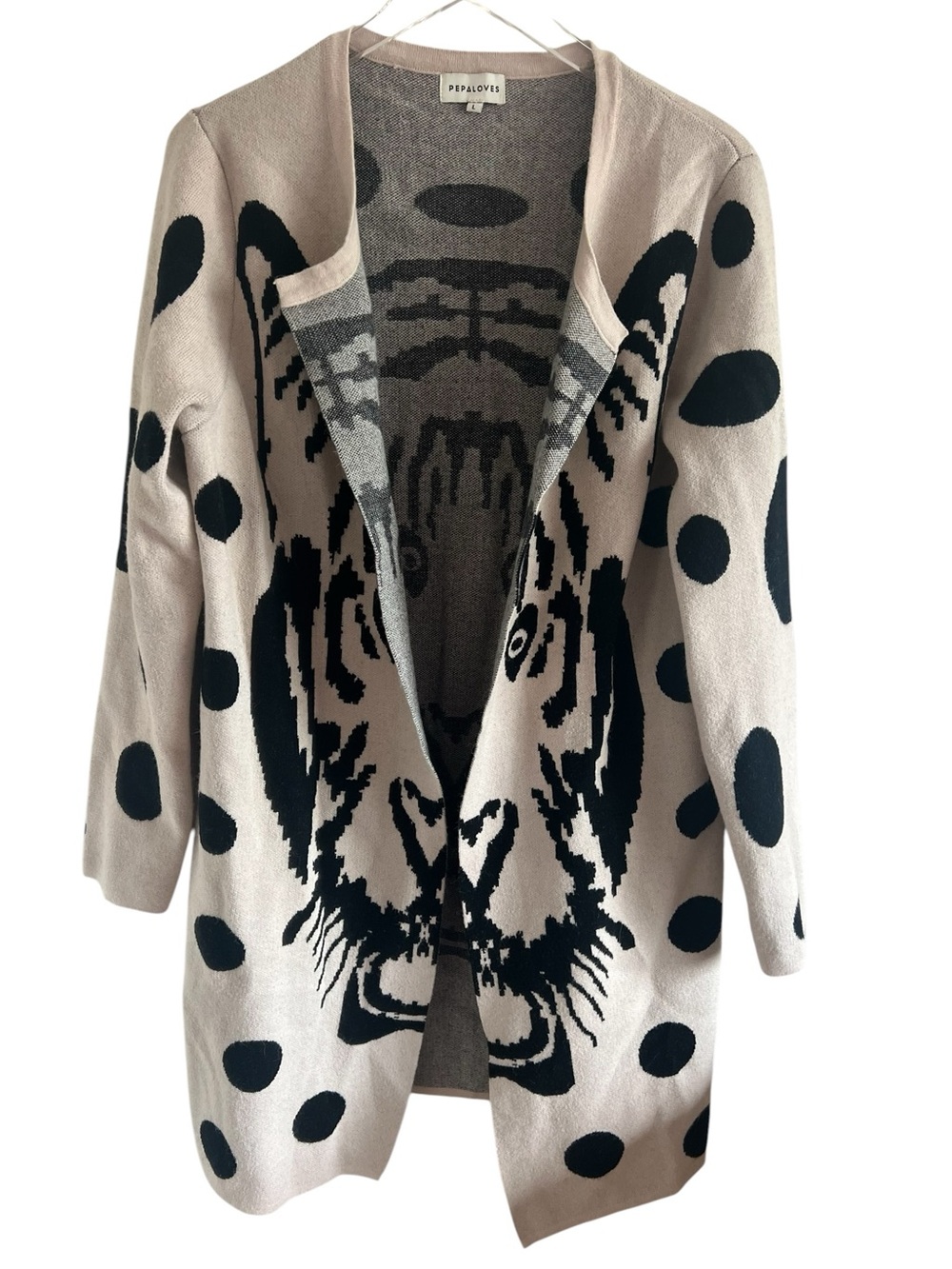 Pepaloves Tiger Open Front Long Chunky Cardigan